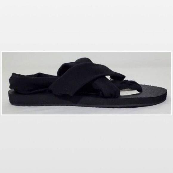 New Falls Creek Sandals Womens Size 7 Black Cloth Strappy Flat Shoes NWT - Picture 8 of 15